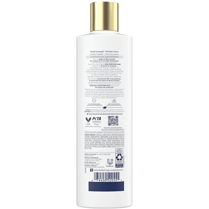 Revitalisant pour cheveux traités chimiquement, Dove Liaisons fortes  avec technologie Soin Bio-Protéine Liquide, 355 ML