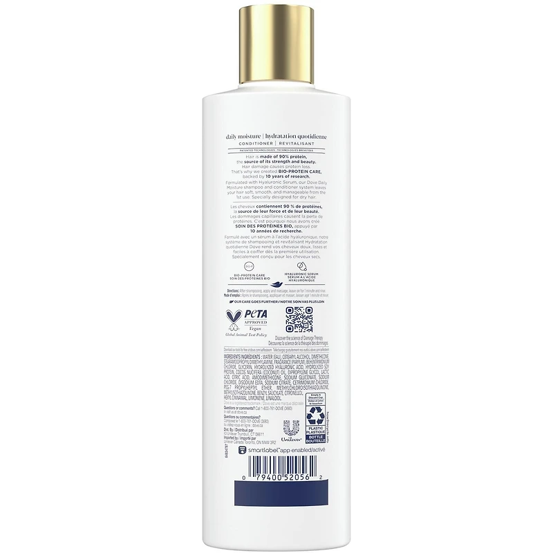 Dove Daily Moisture Conditioner for Dry Hair,  with Liquid Bio-Protein and Hyaluronic Serum, 355 ML