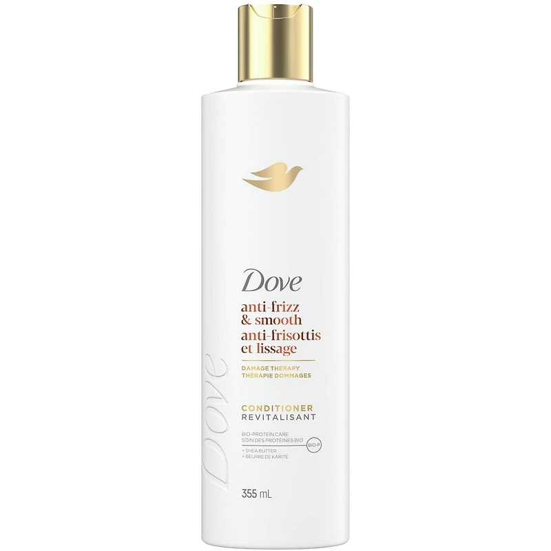 Revitalisant pour cheveux frisés Dove Anti-Frisottis et Lissage  avec Soin Bio-Protéine Liquide et Beurre de Karité, 355 ML