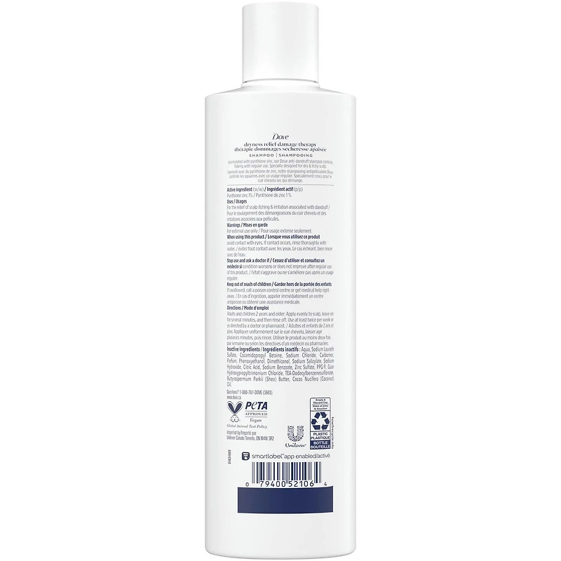 Dove Dryness & Itch Relief Shampoo for Dry and Itchy scalp,  with Liquid Bio-Protein Care technology, 355 ML