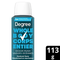 Degree Men Men Whole Body Deodorant Spray, Ocean Rush Scent, Aluminum Free 72H Odour Protection, 113g