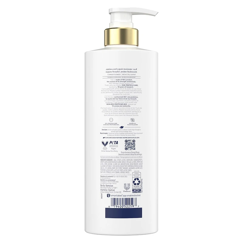 Dove  Conditioner for Curly, Coily Hair Amino Curl with Bio-Protein Care Technology +  Jojoba Oil 530mL
