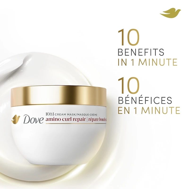 Dove Amino Curl Repair for Curly, Coily Hair 10in1 Cream Mask with Bio-Protein Care Technology + Jojoba Oil 260g