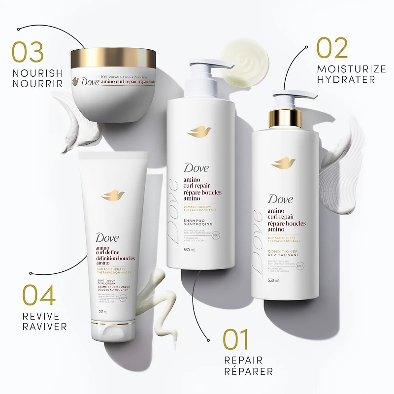 Dove  Curl Cream for Curly, Coily Hair Amino Curl with Bio-Protein Care Technology + Amino Complex 236mL