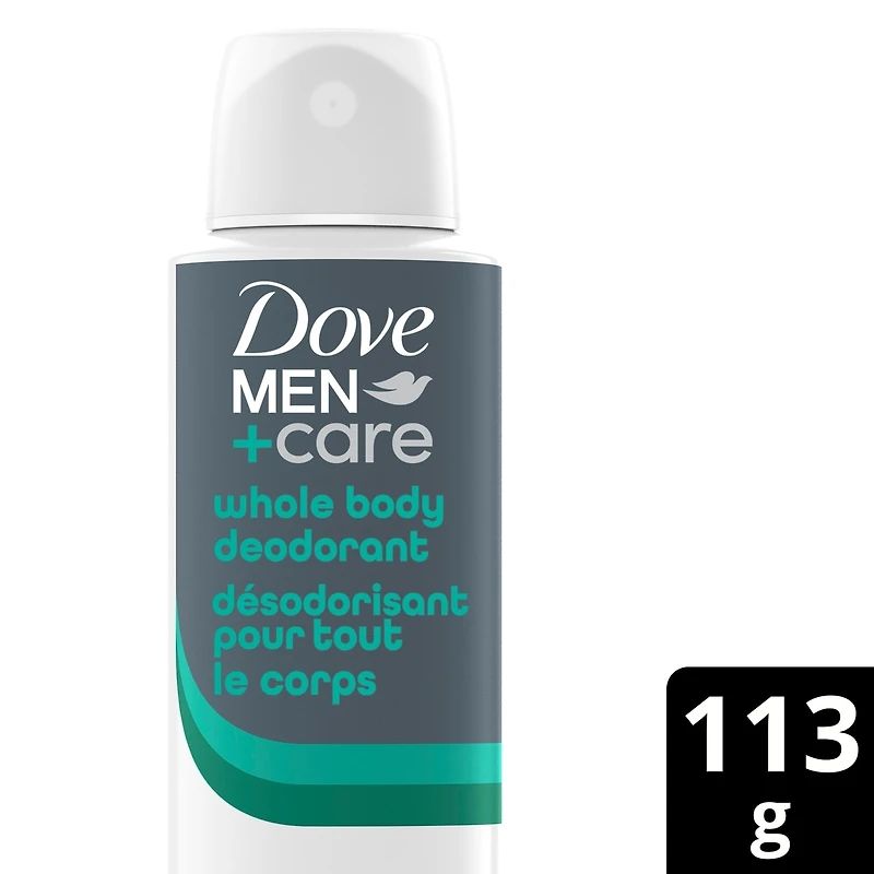 Dove Men+Care Whole Body Spray, Aluminum-Free Deodorant, Aloe & Bamboo Suitable from Pits, Privates, to Feet 113 g
