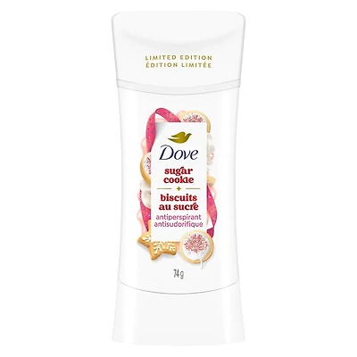 Antisudorifique Dove Édition Limitée Friandises des Fêtes Parfum Biscuit Sucré avec Paillettes - Protection contre la transpiration et les odeurs pendant 72 heures, 74g