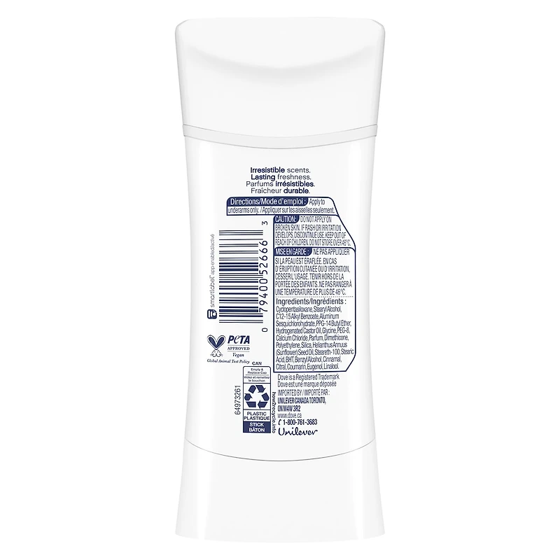 Antisudorifique Dove Édition Limitée Friandises des Fêtes Parfum Biscuit Sucré avec Paillettes - Protection contre la transpiration et les odeurs pendant 72 heures, 74g