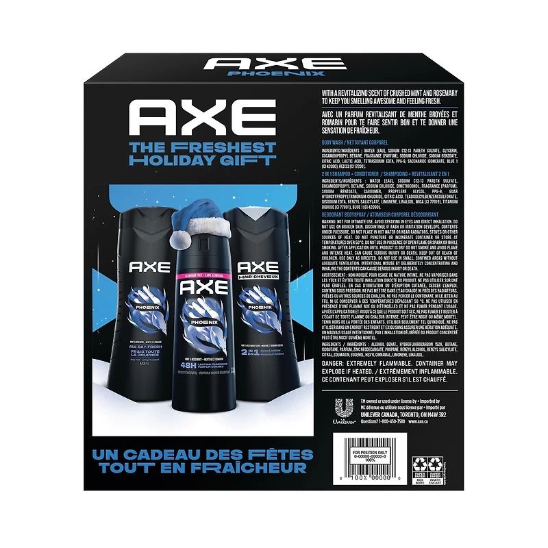 AXE Phoenix Holiday Gift Set, Includes: AXE Phoenix Body Wash, AXE Phoenix Body Spray, and AXE Phoenix 2-in-1 Shampoo & Conditioner, 3-Piece Gift Set