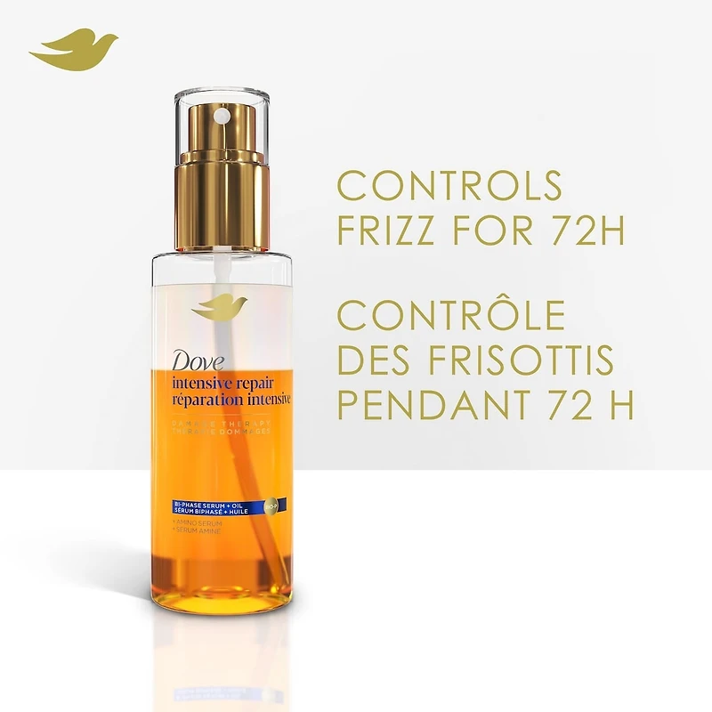 Damage Therapy Intensive Repair for Shine, Frizz Control, and Split Ends, Bi-Phase Serum + Oil Hair Spray with Amino Serum 115mL