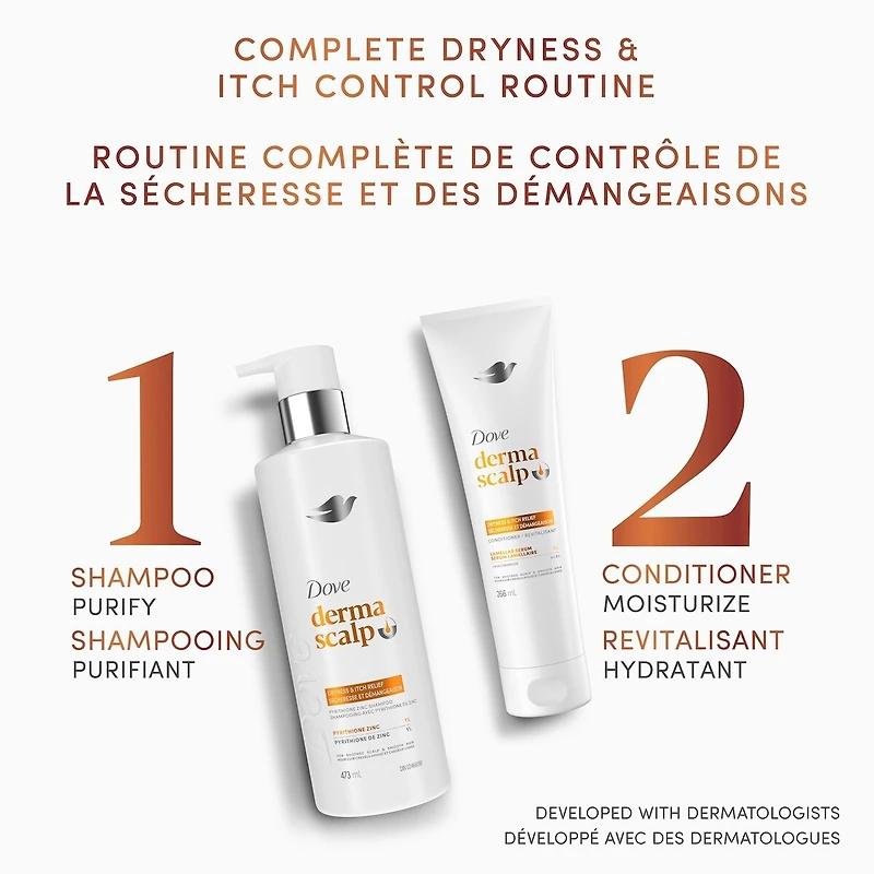 Derma Scalp Shampoo for 100% Flake-Free* & Smooth Hair, Dryness & Itch Relief with Niacinamide & Glycerin, 473mL