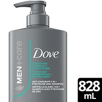2-en-1 Shampooing + Revitalisant pour un Nettoyage et un Soin Efficaces, Men+Care Fortifiant Anti-Pellicules avec Pyrithione Zinc & Menthol