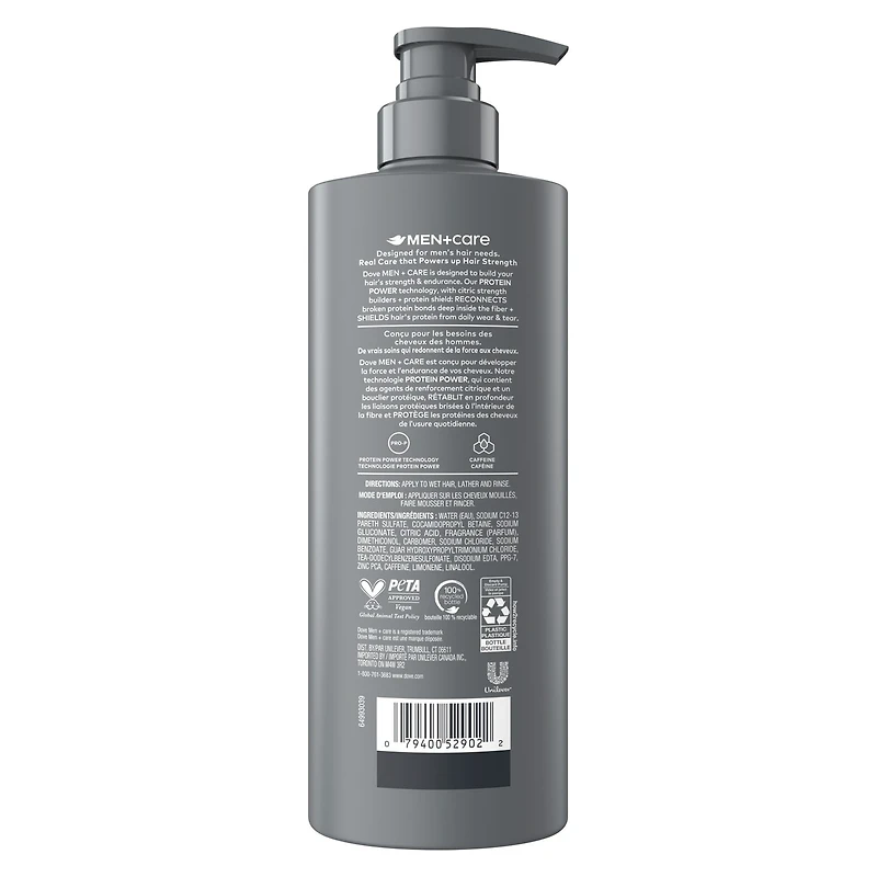 2-en-1 Shampooing + Revitalisant pour Sceller l’Hydratation et Lisser les Cheveux, Men+Care Hydration Fuel  avec Caféine, 530mL