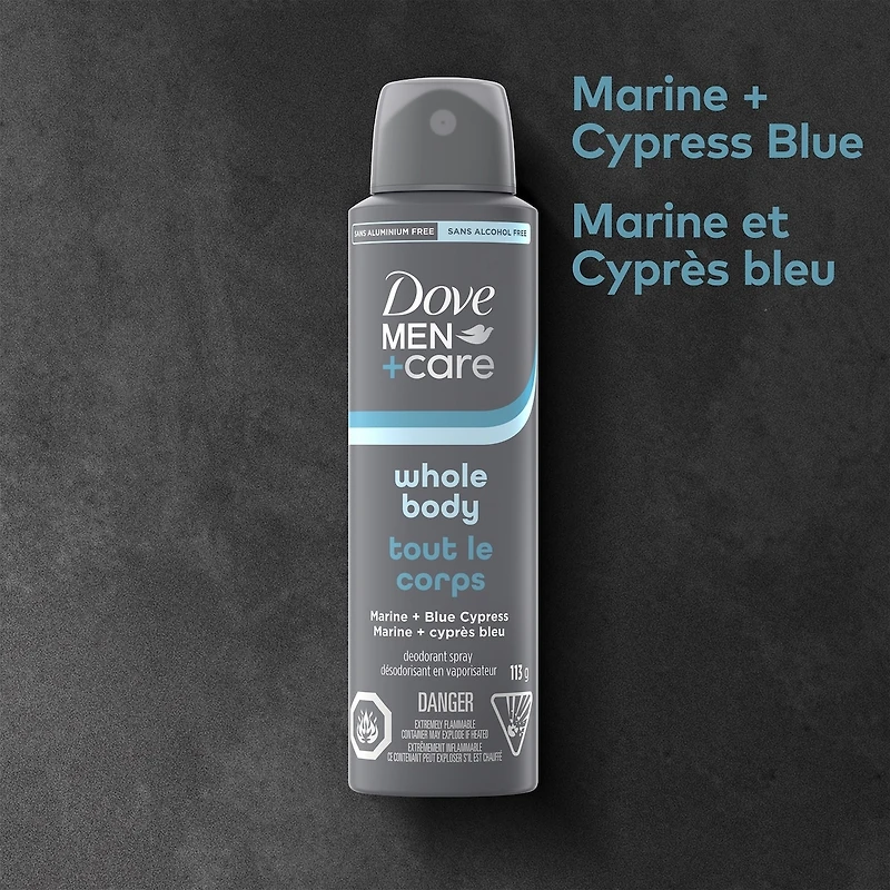 Men+Care Deodorant Spray Whole Body Marine + Blue Cypress, 113g