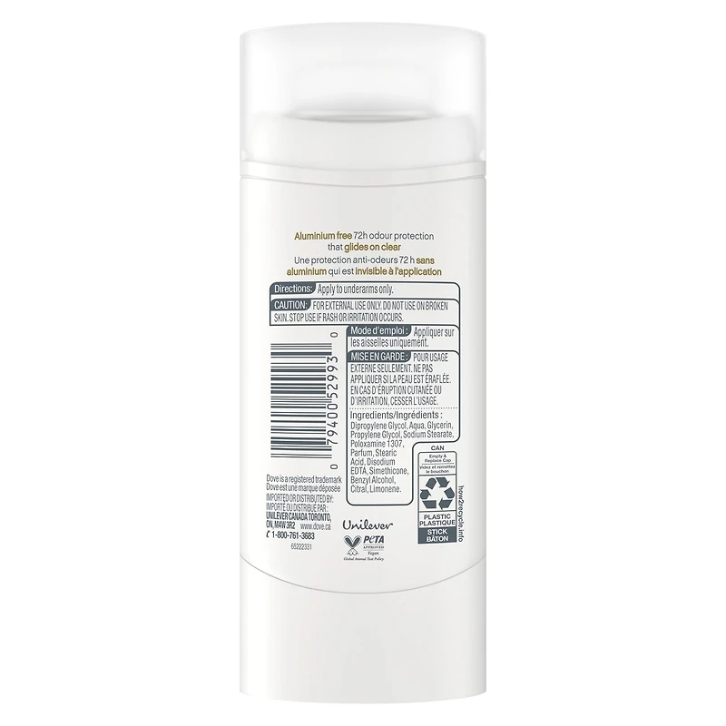 Deodorant Stick, 72h Citrus Twist, Gentle & Hydrating, 74g