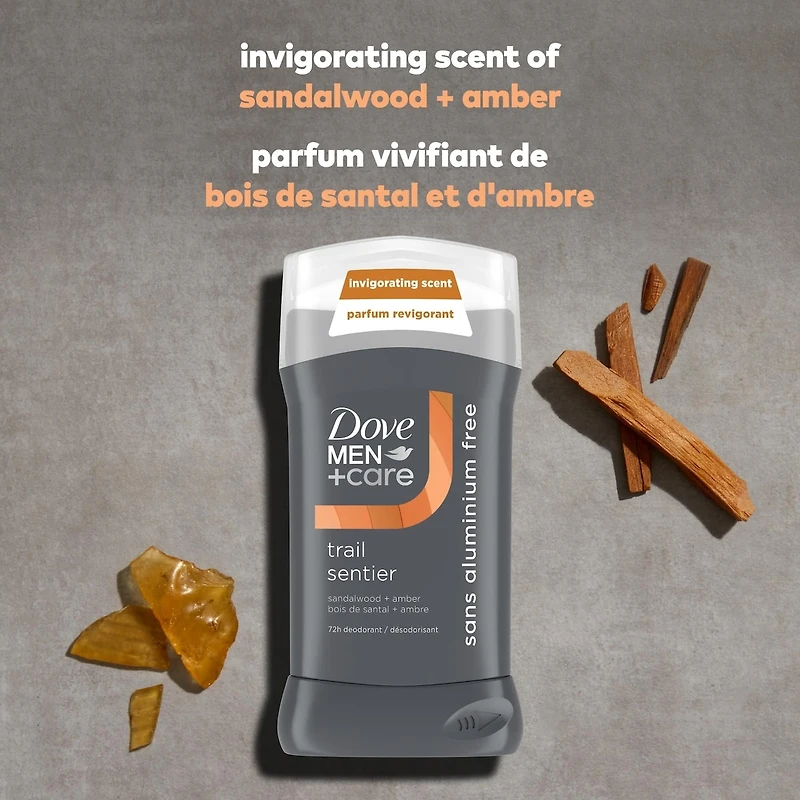Men+Care Déodorant en bâton Trail Bois de santal + Ambre, 85 g