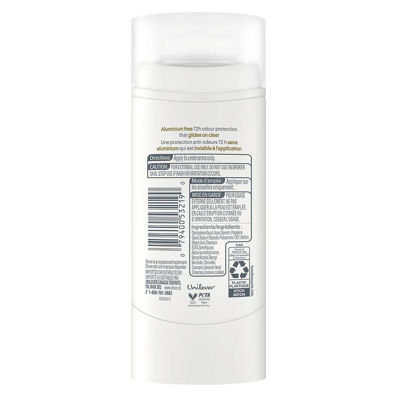 Deodorant Stick, 72h Cucumber & Green Tea, Gentle & Hydrating, 74g