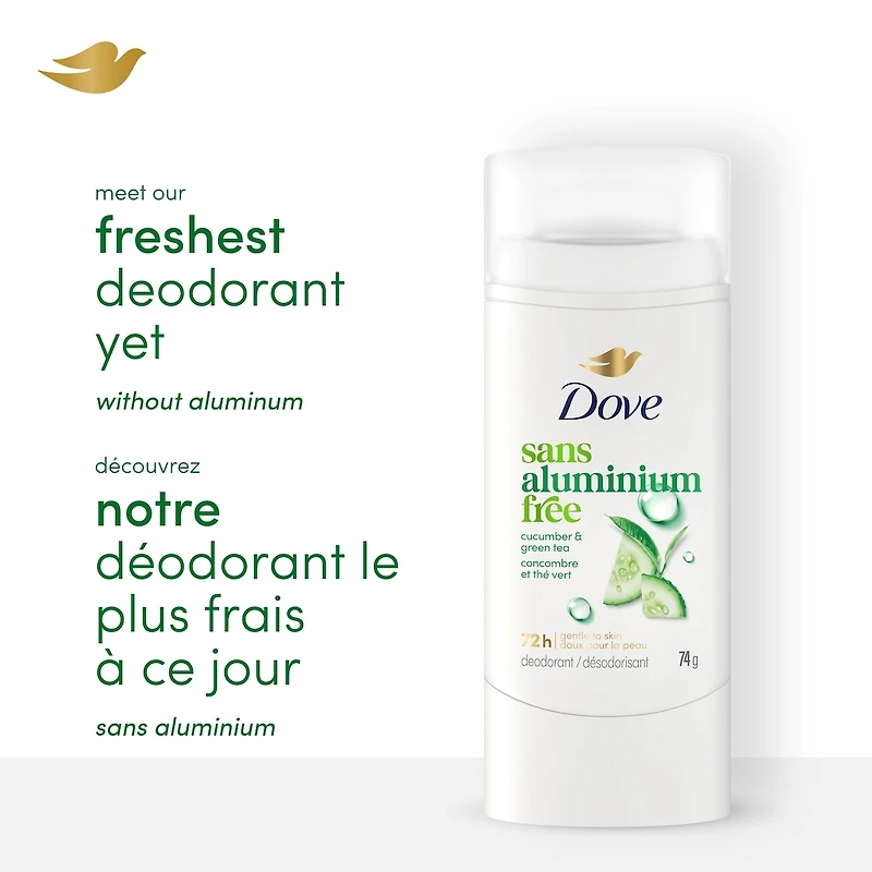 Deodorant Stick, 72h Cucumber & Green Tea, Gentle & Hydrating, 74g