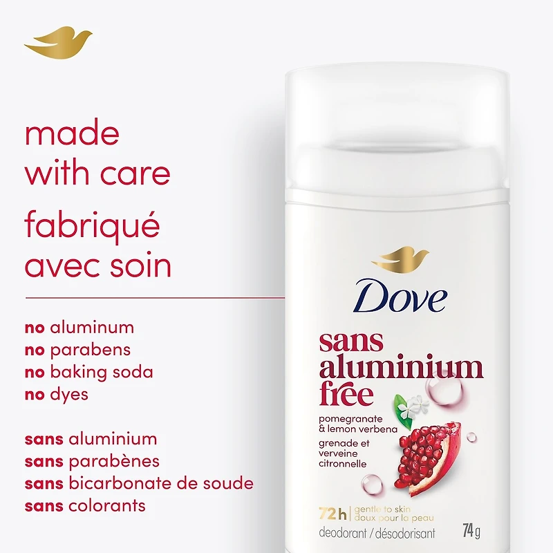 Deodorant Stick, 72h Pomegranate & Lemon Verbena, Gentle & Hydrating, 74g