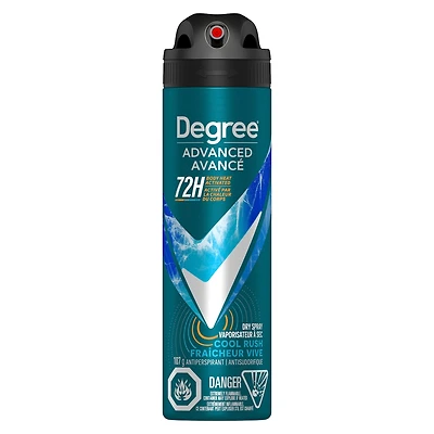 Antisudorifique en vaporisateur à sec pour une haute protection de 48 h Degree Men Workout Endure protection antibactérienne contre les odeurs 107 g