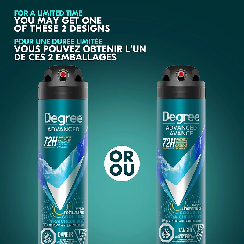 Degree Men Dry Spray Antiperspirant Cool Rush antibacterial odour protection 107 GR