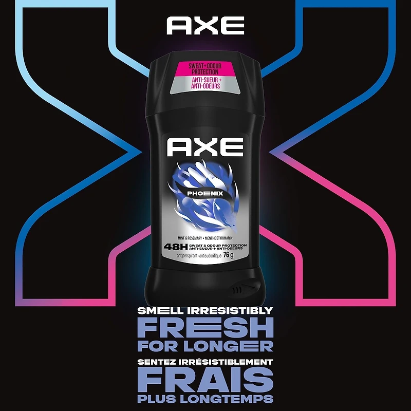 AXE  Antiperspirant Stick for Long Lasting Sweat Protection Phoenix Crushed Mint & Rosemary Scent Men's Antiperspirant 48 hours Anti-Sweat 76 GR