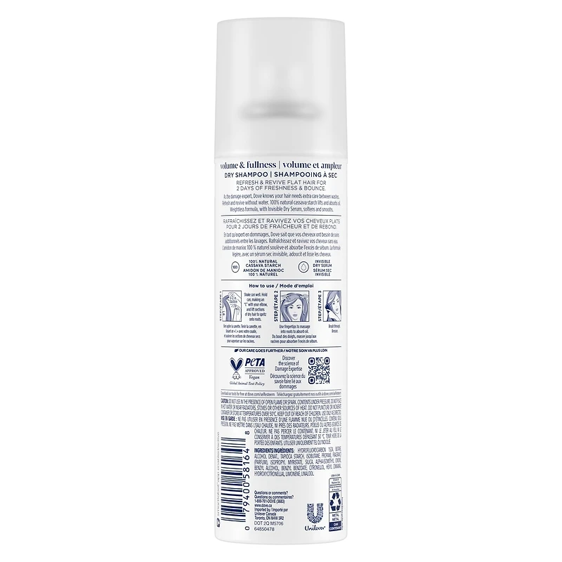 Dove Dry Shampoo care for in between washes Volume & Fullness weightless formula 142 g