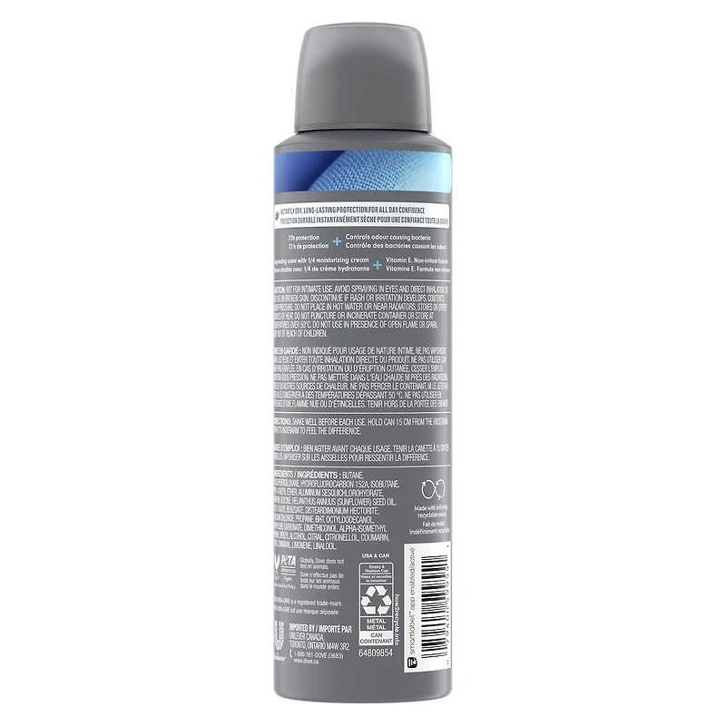 Vaporisateur sec Antisudorifique Dove Men+Care Stain Defense Clean protection antibactérienne contre les odeurs 107g