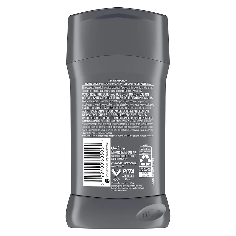Antisudorifique Dove Men+Care Stain Defense Clean protection antibactérienne contre les odeurs 76g