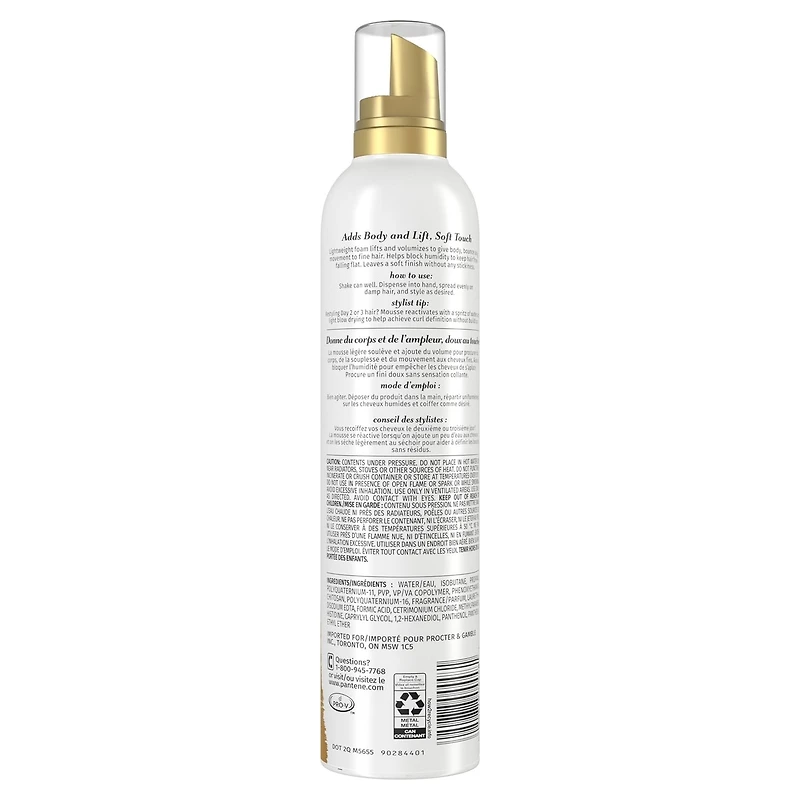 Pantene Pro-V Volume Body Boosting Mousse to Boost Fine, Flat Hair for Maximum Fullness, 187 g
