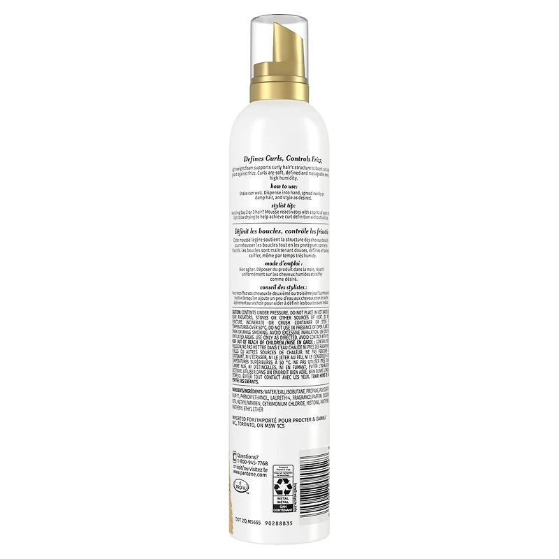 Pantene Pro-V Curl Mousse to Tame Frizz for Soft, Touchable Curls, 187 g