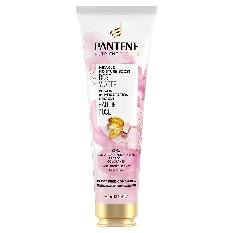 Pantene Nutrient Blends Miracle Moisture Boost Rose Water Conditioner for Dry Hair, Sulfate Free, 237 mL