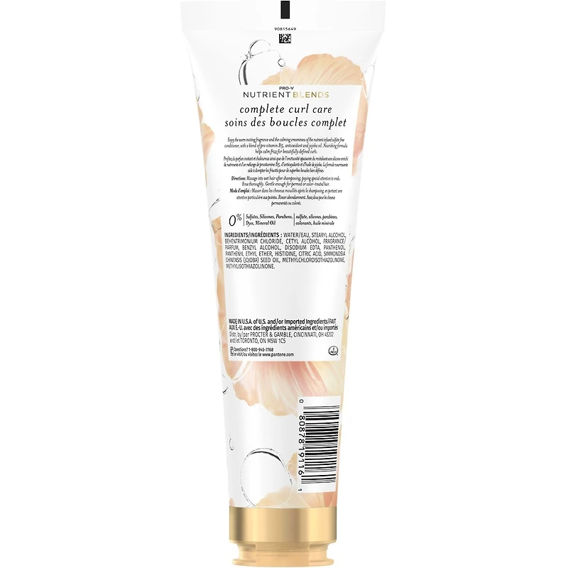 Pantene Nutrient Blends Complete Curl Care Conditioner with Jojoba Oil for Curly Hair, Silicone Free, 237 mL