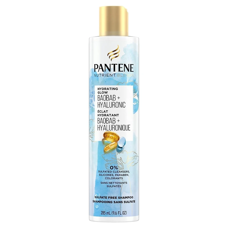 Pantene Hydrating Glow with Baobab Essence Shampoo, Sulfate- and Silicone-free, 285 mL
