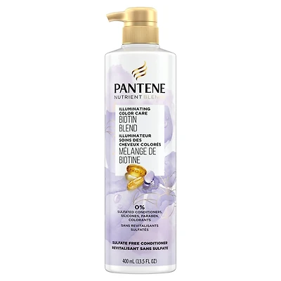 Revitalisant sans sulfate Pantene Nutrient Blends, illuminateur pour cheveux colorés avec biotine, sûr pour les cheveux colorés