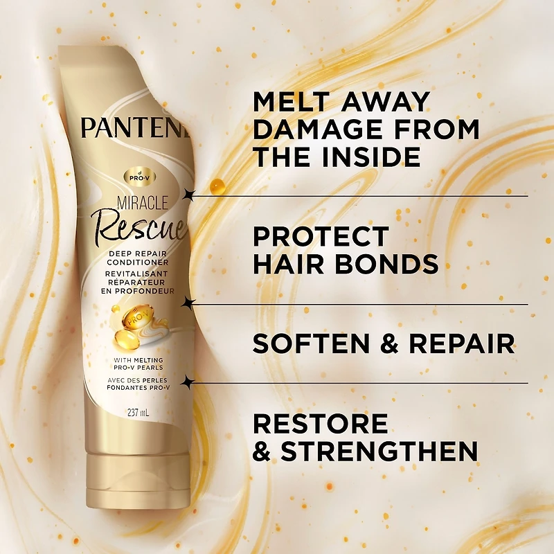 Pro-V Miracle Rescue Deep Repair Conditioner with Melting Pro-V Pearls, transforms hair, softens, repairs from the inside