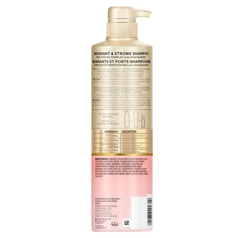 Abundant & Strong Shampoo with Pro-Vitamin B5 Complex and Niacinamide