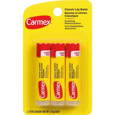 Carmex Baume à Lèvres Classique - 3 Batons x 4.25g