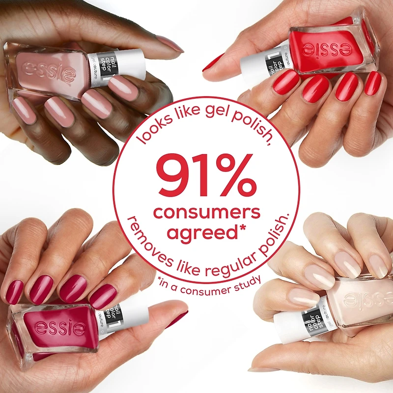 essie gel couture, 2-step longwear nail polish, 8-free vegan formula, multi-faceted, red, 13.5ml