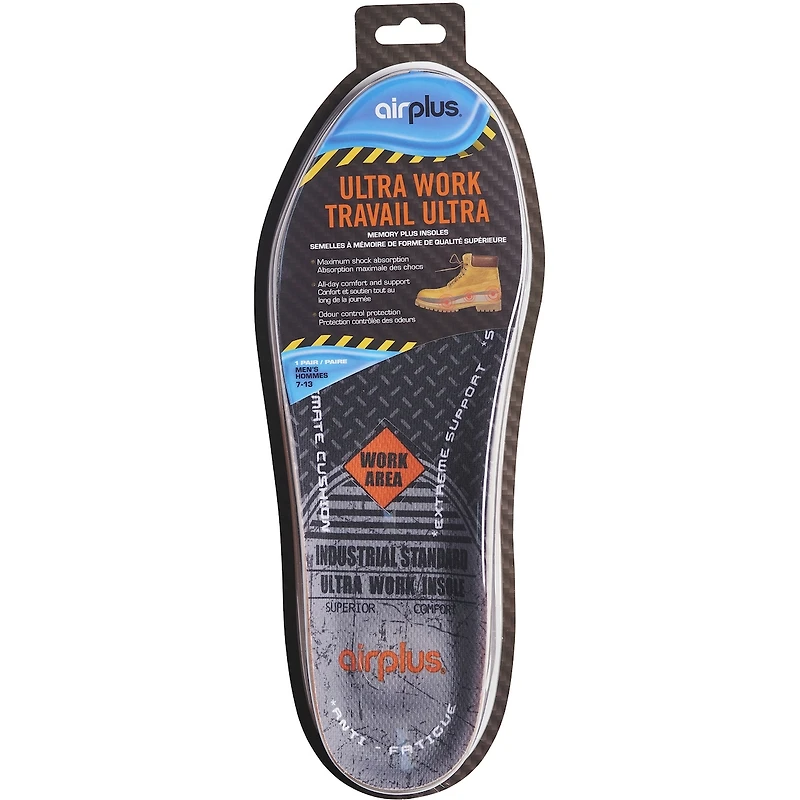 SEMELLES EN MOUSSE VISCOÉLASTIQUE PLUS ULTRA WORK POUR HOMME, POINTURES 7 à 13