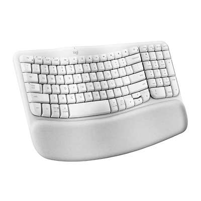 Wave Keys Wireless Ergonomic Keyboard with Cushioned Palm Rest