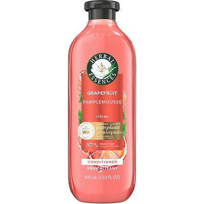 Revitalisant volumisant au pamplemousse Herbal Essences, avec huile de camélia et aloès certifiés, pour tous les types de cheveux, particulièrement les cheveux fins, 400 mL
