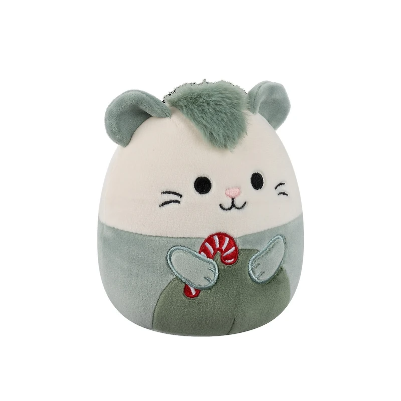 Peluche Squishmallows des Fêtes 5 po - Willoughby l'opossum vert avec canne de bonbon