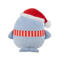 Peluche Squishmallows des Fêtes 5 po - Samir la baleine bleue avec tuque de Père Noël