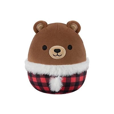 Peluche Squishmallows des Fêtes 5 po - Omar l'ours avec habit d'hiver en carreaux