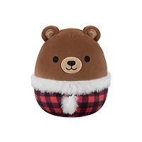 Peluche Squishmallows des Fêtes 5 po - Omar l'ours avec habit d'hiver en carreaux