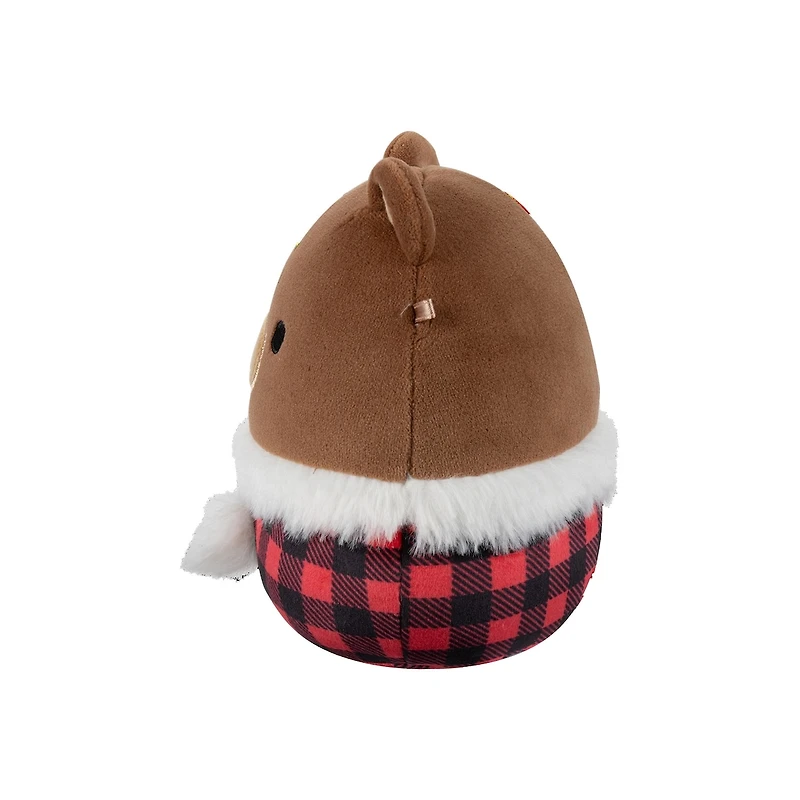 Peluche Squishmallows des Fêtes 5 po - Omar l'ours avec habit d'hiver en carreaux