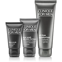 Coffret de soins homme Hydratation quotidienne sans huile : Nettoyer, Exfolier, Hydrater