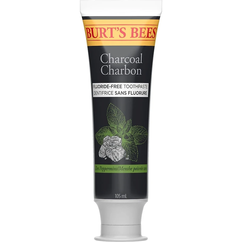 Burt’s Bees Toothpaste, Fluoride Free, Charcoal, Zen Peppermint, 105 mL