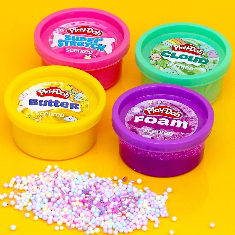 Composés parfumés Play-Doh Kawaii Mix & Play – Nuage, Beurre, Mousse, Super Stretch