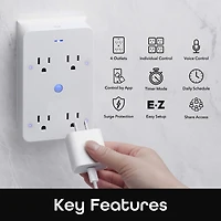 EXTEND - Bloc mural intelligent Wi-Fi avec 4 prises et protection contre la surtension